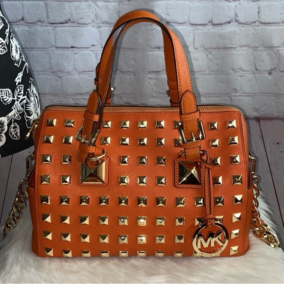 Michael Kors PYRAMID STUDDED GRAYSON Satchel - Picture 1 of 10